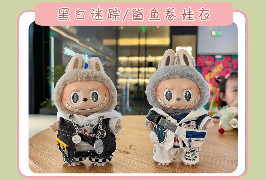 Hot Labubu Doll Clothes Fashion Clothes Hoodies For 17cm Doll Clothes Color Match Hoodies Dolls Accessories Cute Little Cloths