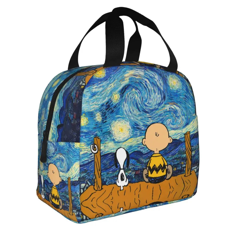 Custom Funny Cartoon Snoopy Lunch Box Waterproof Thermal Cooler Food Insulated Lunch Bag Kids For Kids Portable Picnic Tote Bags