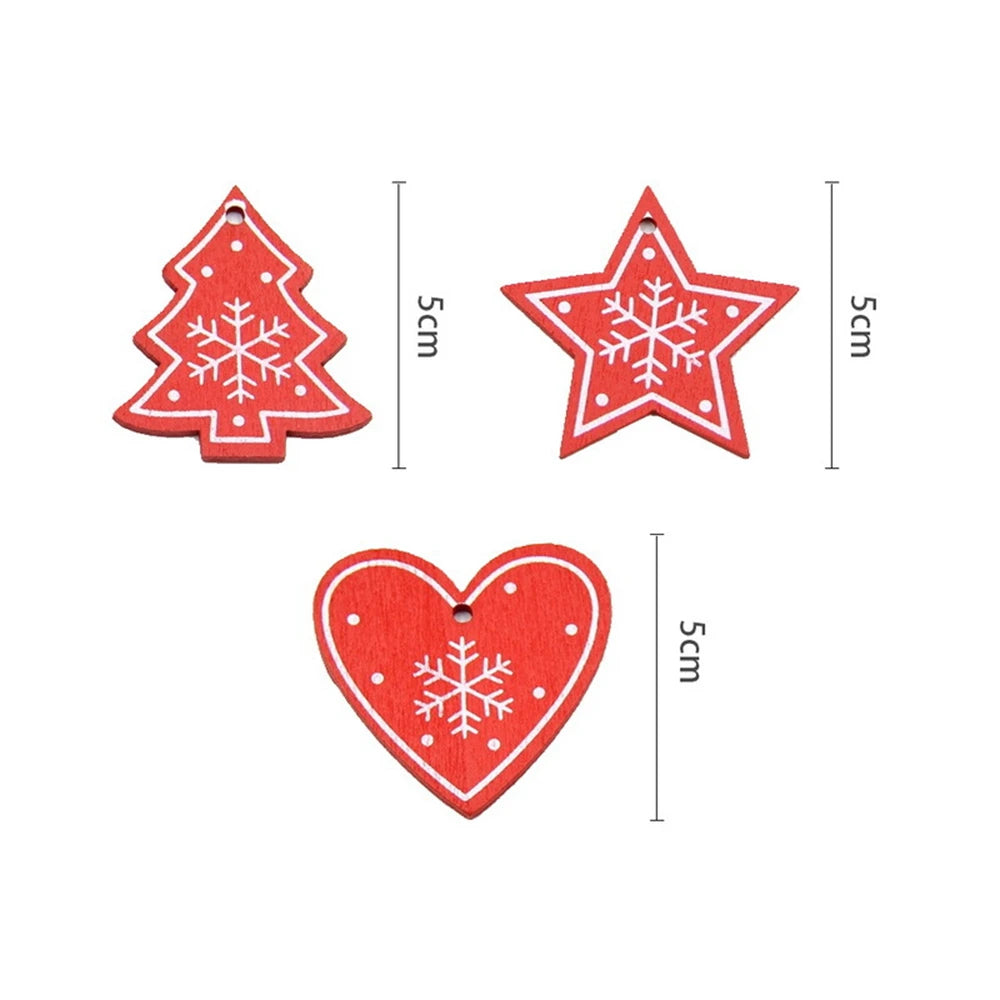 1Pcs Christmas Wooden Ornaments DIY Xmas Tree Hanging Pendants Decoration Home 2024 New Year Drop Ornament Party Decor Supplies