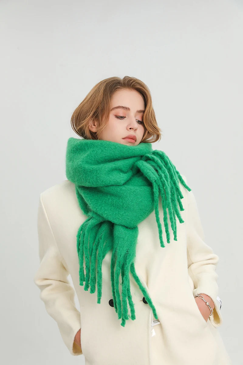 Winter Scarf for Women Cashmere Warm Solid Pashmina Blanket Wraps Female Thick Soft Bufanda Big Tassel Shawl Long Poncho Echarpe