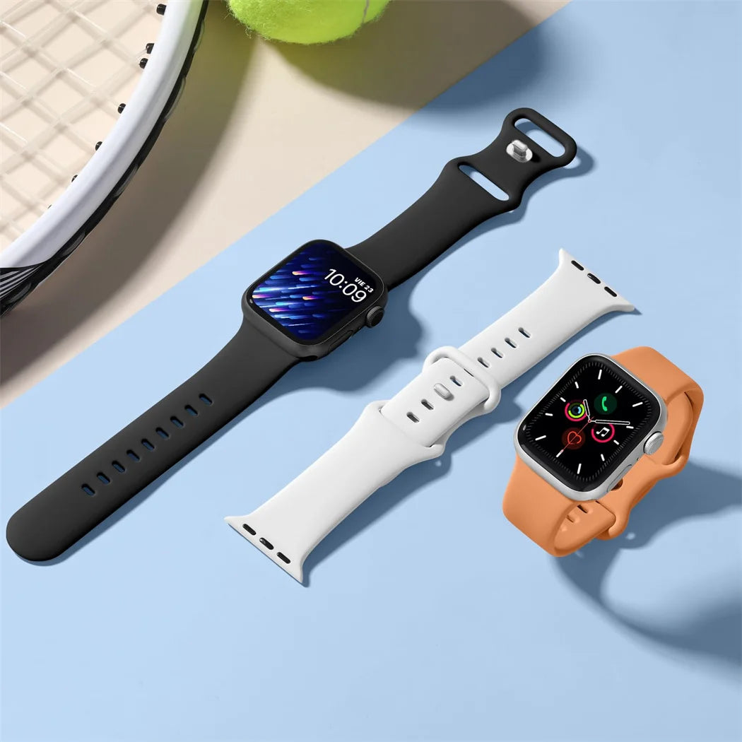 Silicone Strap For Apple Watch Band 44mm 40mm 45mm 41mm 42-38mm sport wrist bracelet iwatch series 8 7 se 3 4 5 6 9 ultra 2 49mm