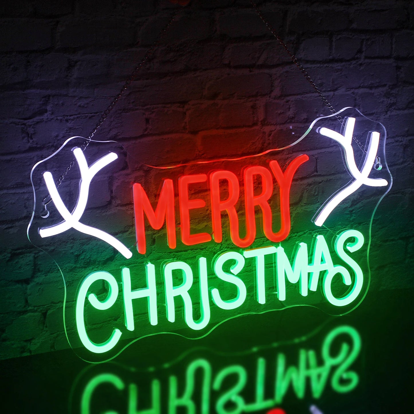 Merry Christmas Neon Sign Red Green LED Lights With Small Decor Dimmable Room Decoration For Festival Home Party Wall Lamp Signs