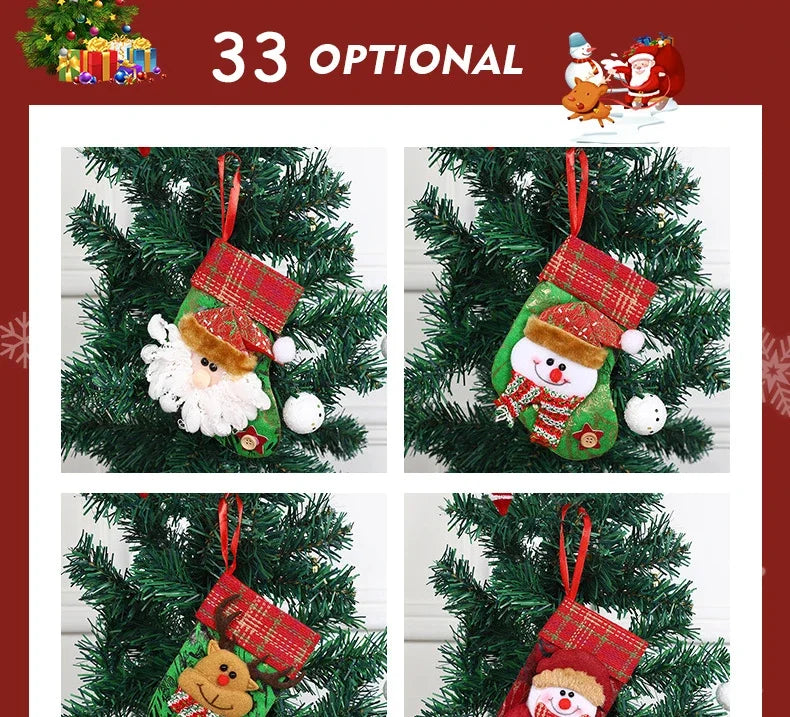 2pcs 2023 New Christmas Decoration Socks Cartoon Santa Claus Fawn Snowmen Socks Christmas Tree Hanging Ornaments Home Decoration