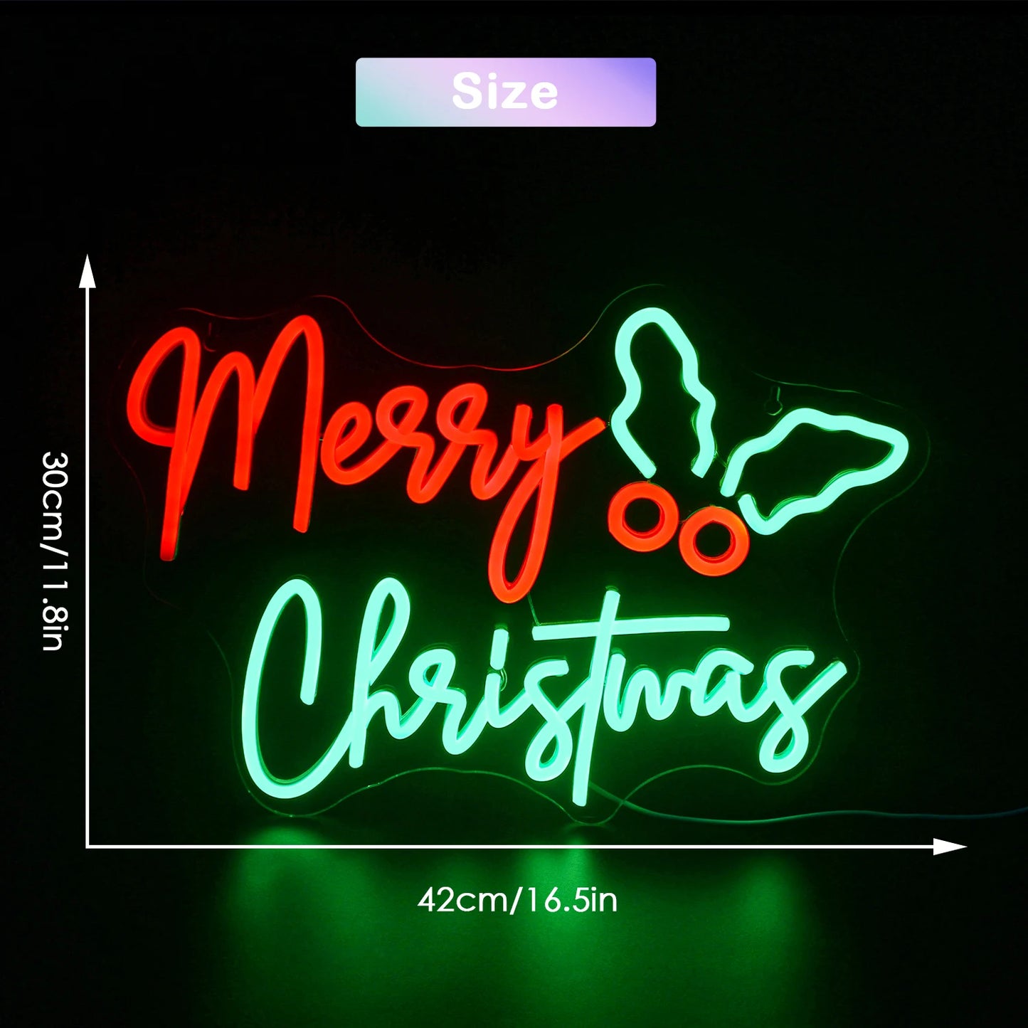 Merry Christmas Neon Sign Red Green LED Lights With Small Decor Dimmable Room Decoration For Festival Home Party Wall Lamp Signs