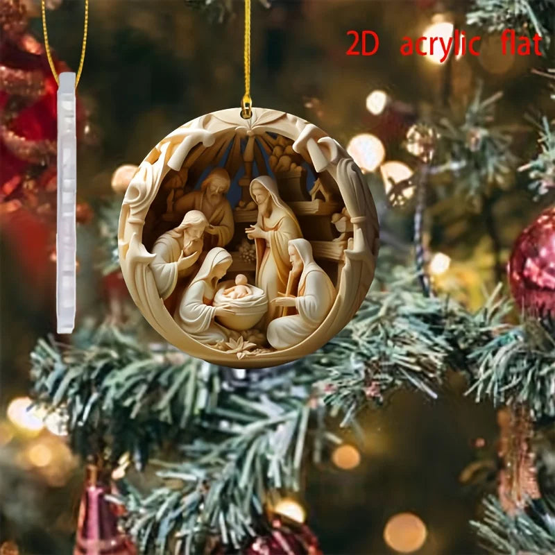 Nativity Christmas Ornament Acrylic Car Pendant Christmas DecorationPrayer pendant