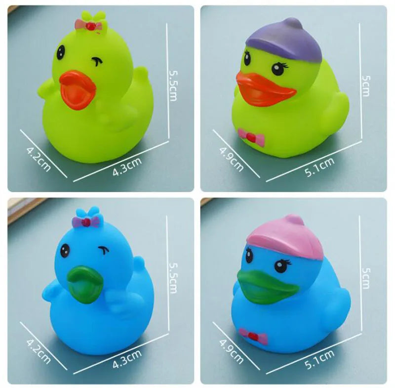 1pcs Baby Cute Duck Bath Toys Rubber Yellow Ducks Washing Swimming Toddler Toys Squeeze Sound Kids Wash Play Funny Gift