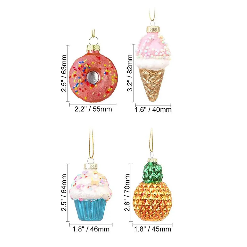 Christmas Tree Decorations Avocado Fruit Pineapple Cupcake Donut Ice Cream Xmas Tree Hanging Pendant New Year Ornament