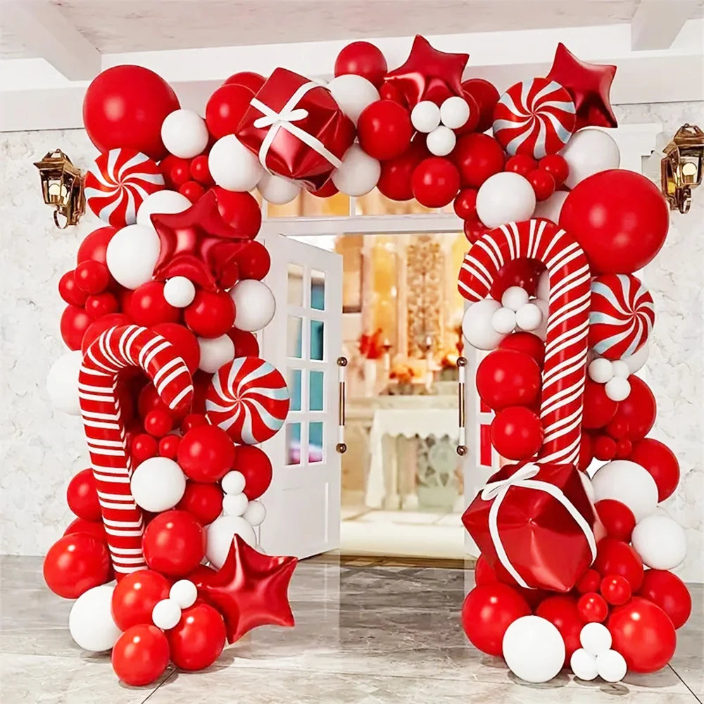 Christmas Balloon Garland Arch Matte  Blloon Red Blue White Balloons Arch Set Merry Christmas Decoration Gifts New Year Balloon