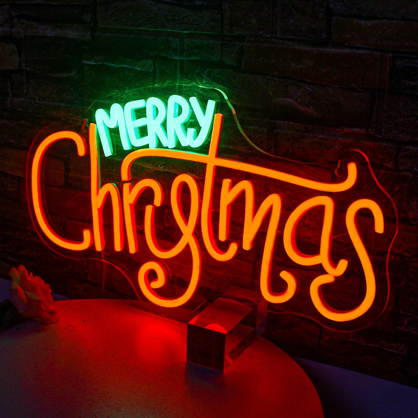 Merry Christmas Neon Sign Red Green LED Lights With Small Decor Dimmable Room Decoration For Festival Home Party Wall Lamp Signs