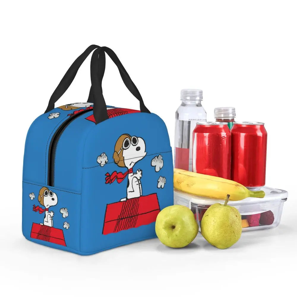 Custom Funny Cartoon Snoopy Lunch Box Waterproof Thermal Cooler Food Insulated Lunch Bag Kids For Kids Portable Picnic Tote Bags