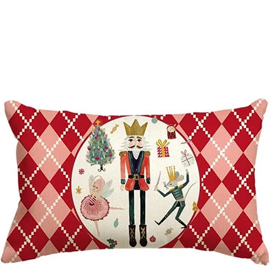 Merry Christmas Nutcracker Red Pillow Cover 30 X50cm Winter Holiday Party Linen Cushion Cover Sofa Autumn decoration