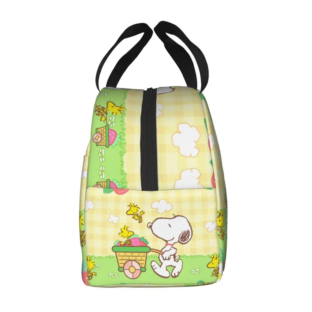 Custom Cute Cartoon Snoopy Insulated Lunch Box for Women Portable Warm Cooler Thermal Lunch Bag Picnic Food Container Tote Bags