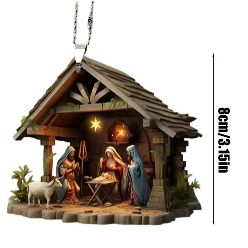 Nativity Scene Ornaments The Birth Of Jesus Decor Nativity Scene Christmas Tree Decoration Acrylic Nativity Scene Pendant Not 3D