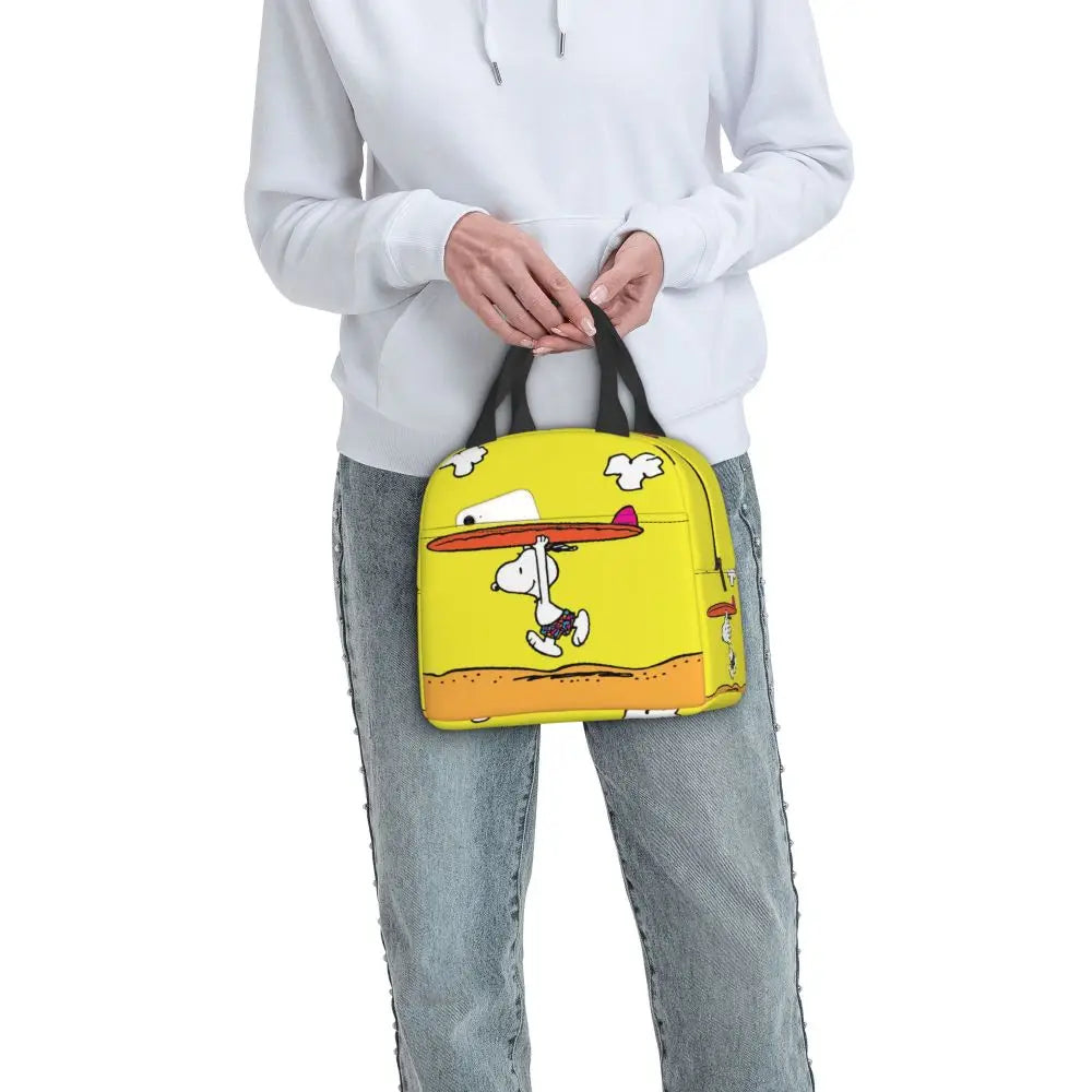 Custom Funny Cartoon Snoopy Lunch Box Waterproof Thermal Cooler Food Insulated Lunch Bag Kids For Kids Portable Picnic Tote Bags