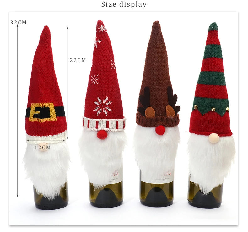 Christmas Wine Bottle Cover Merry Christmas Decorations For Home 2024 Christmas Ornament Xmas Navidad Natal Gifts New Year 2025