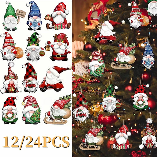 New Wooden Christmas Gnome Hanging Ornaments Christmas Tree Decorative Santa Elf Hanging Crafts Xmas Decorations Party Supplies