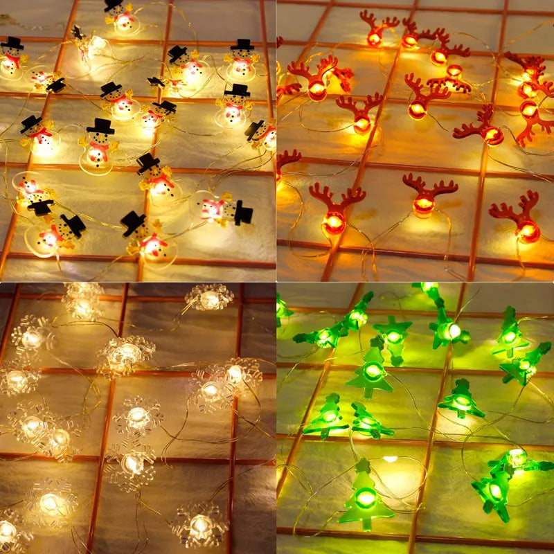 Christmas Santa Claus String Light Garland Xmas Tree Pendant Merry Christmas Decor for Home Noel Navidad Gift 2024 New Year 2025