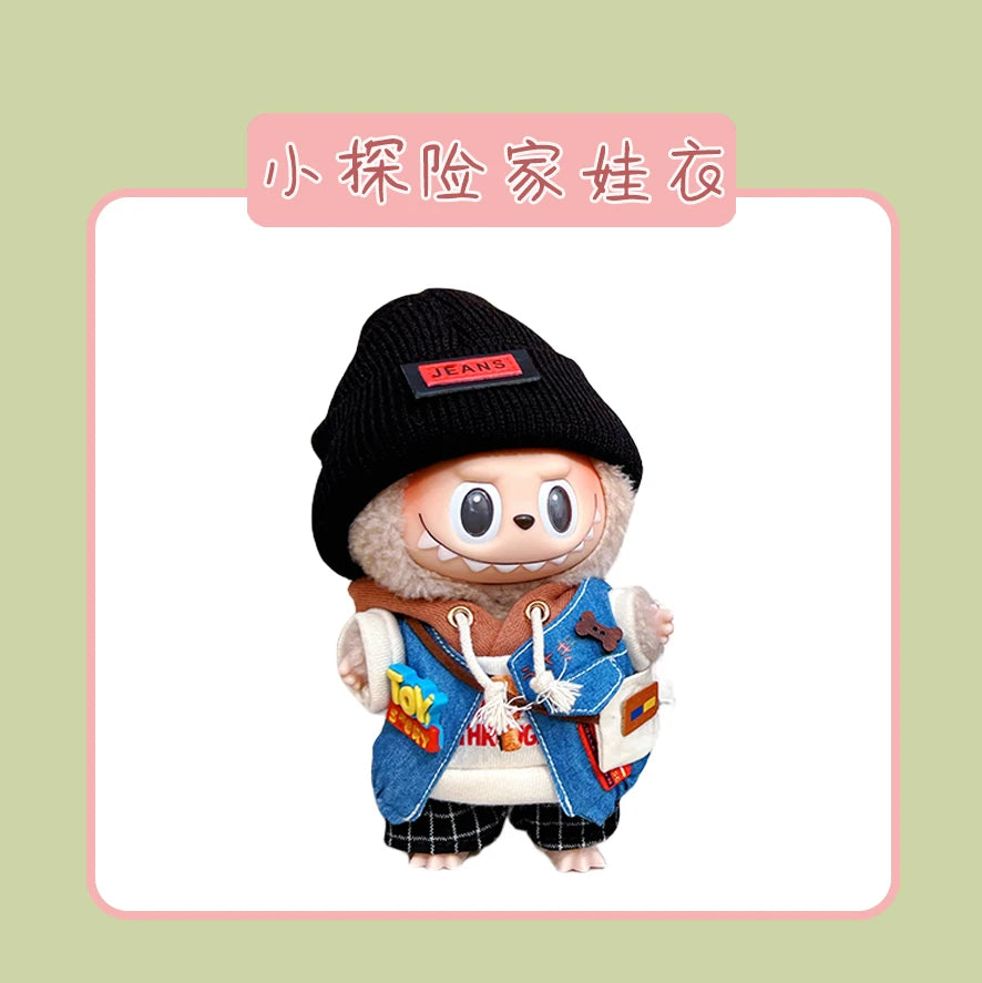 Hot Labubu Doll Clothes Fashion Clothes Hoodies For 17cm Doll Clothes Color Match Hoodies Dolls Accessories Cute Little Cloths