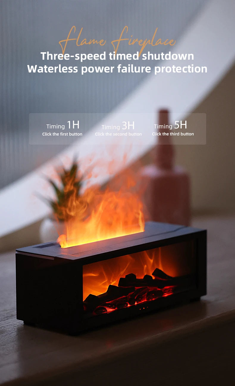 Creative Fireplace Air Humidifier Waterless Auto-Off Aroma Essential Oil Diffuser with LED Light & Remote Control for Home Gift