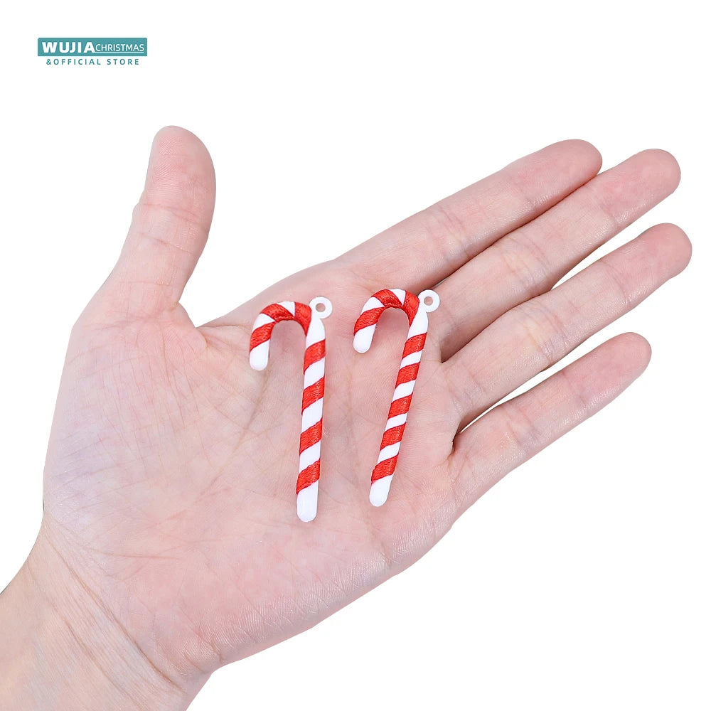 24PCS Mini Candy Canes Miniature Christmas Tree Decoration Peppermint Swirls Pendant DIY Scrapbook Craft Gift Home Party Navidad