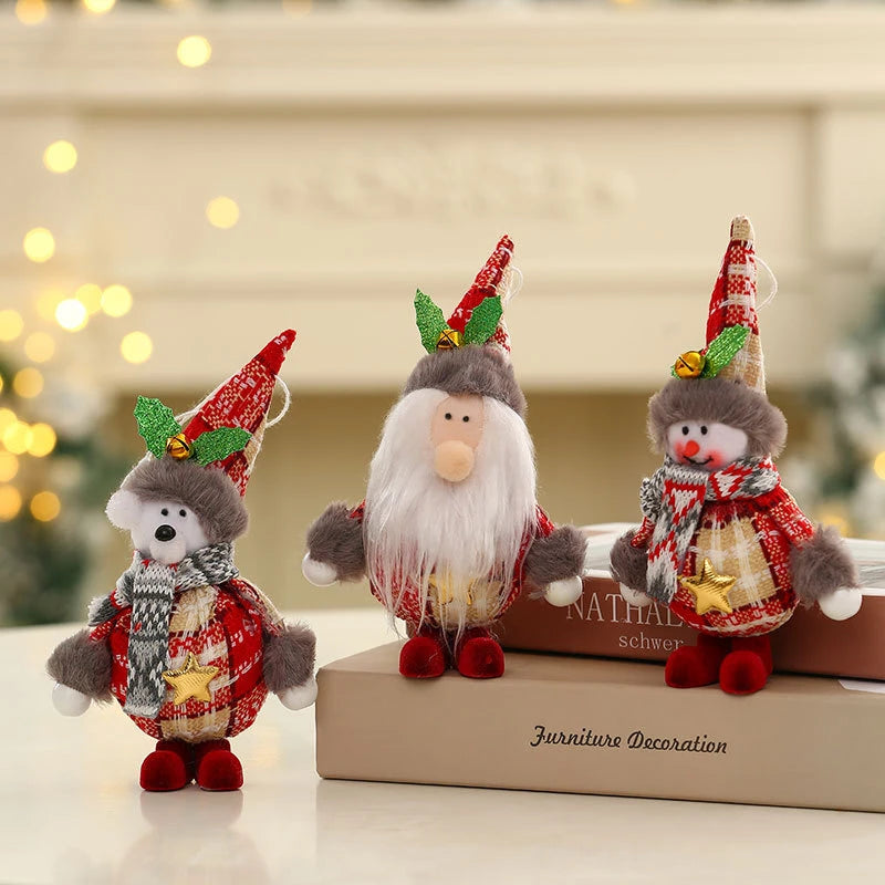 2023 Cute Christmas Santa Snowman Deer Doll Decoration Gift Doll Christmas Tree Hanging Ornament New Year Xmas Home Decoration