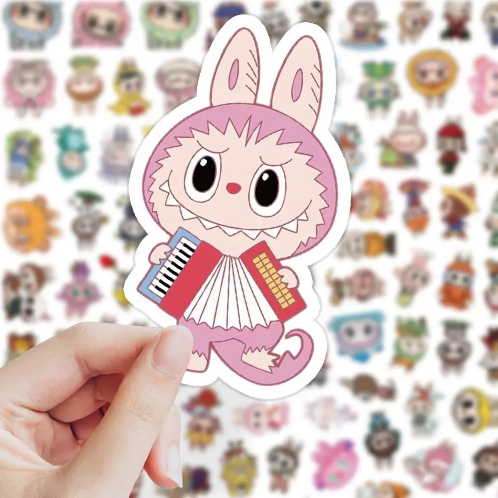 103 PCS Labubu Cute Monster Cartoon Waterproof Stickers Pack Anime Accessories