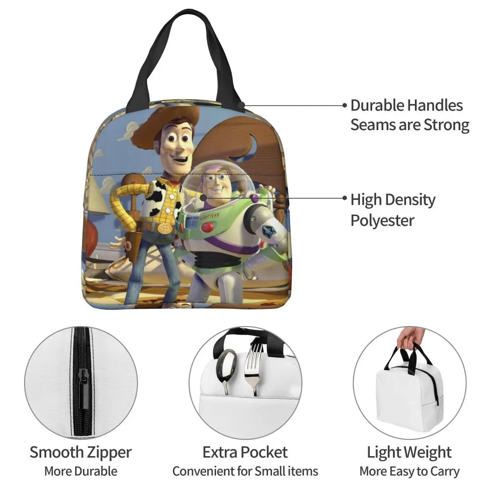 Custom Toy Story Buzz Ranger Suit Insulated Lunch Bag Reusable Thermal Cooler Bento Box For Women Food Container Tote Bags