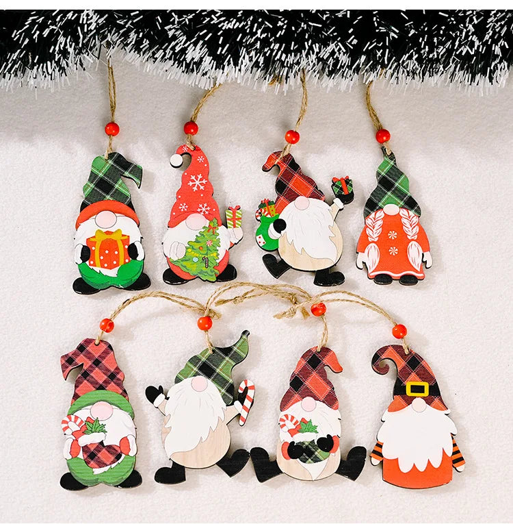 Merry Christmas Gnome Wooden Pendant Christmas Decorations For Home 2022 Cristmas Ornament Xmas Navidad Happy New Year 2023