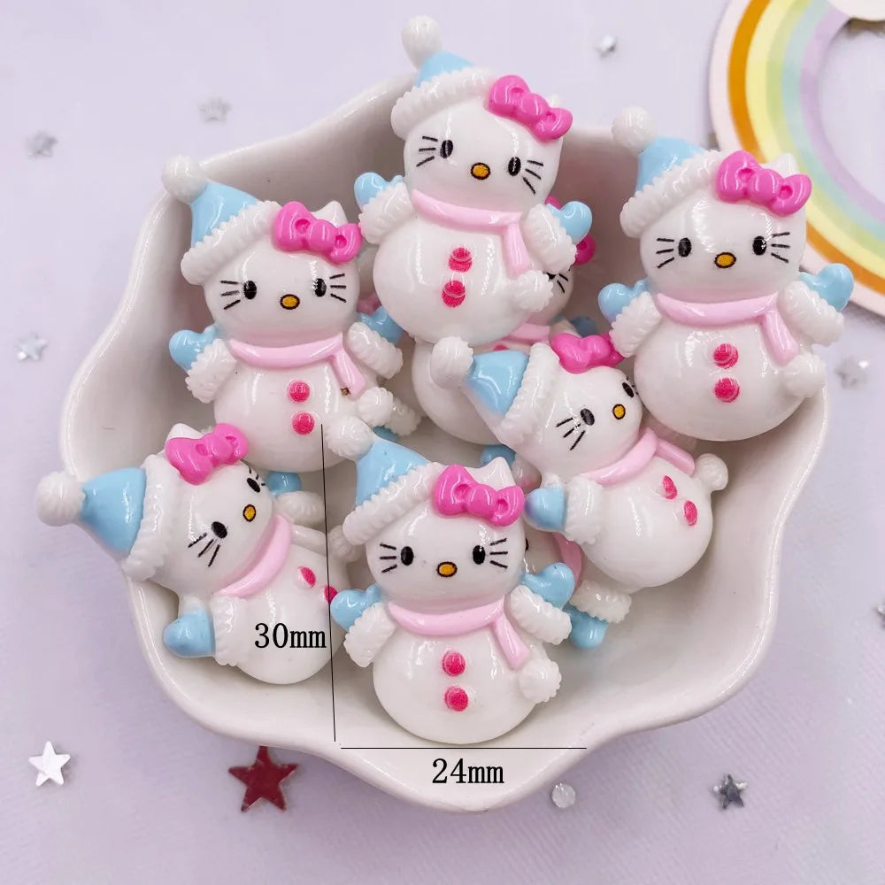 Resin Kawaii Colorful Santa Trees Elk Snowman Bells Flatback Stone Cartoon Christmas Figurine 10PCS Scrapbook DIY Decor Crafts