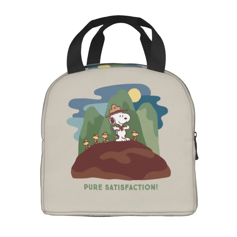 Custom Cute Cartoon Snoopy Insulated Lunch Box for Women Portable Warm Cooler Thermal Lunch Bag Picnic Food Container Tote Bags