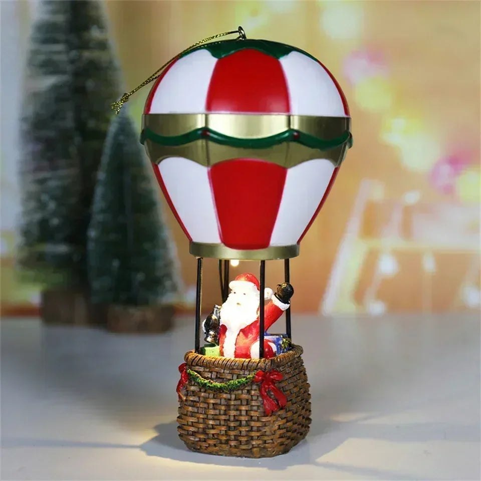 Christmas Glowing Ornaments Resin LED Houses Christmas Snowman Decoration Santa Claus Pine Needles Snow View Holiday Decoration