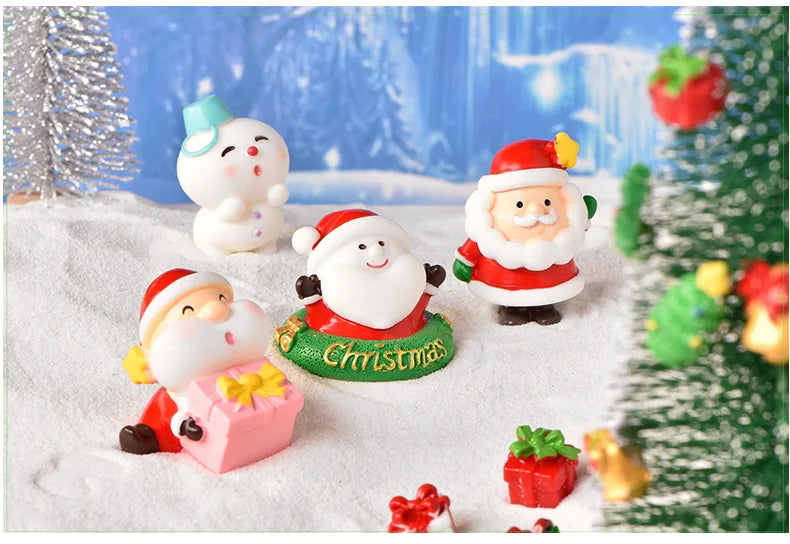 Christmas Decoration Santa Claus Snowman Figurine Fairy Christmas Miniatures Figurines Christmas Gifts DIY Home Decoration