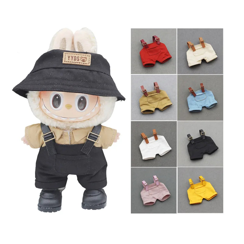 17cm Mini Plush Doll'S Clothes Outfit Accessories For Korea Kpop Exo Labubu Idol Dolls Macaron overalls Clothing Gift