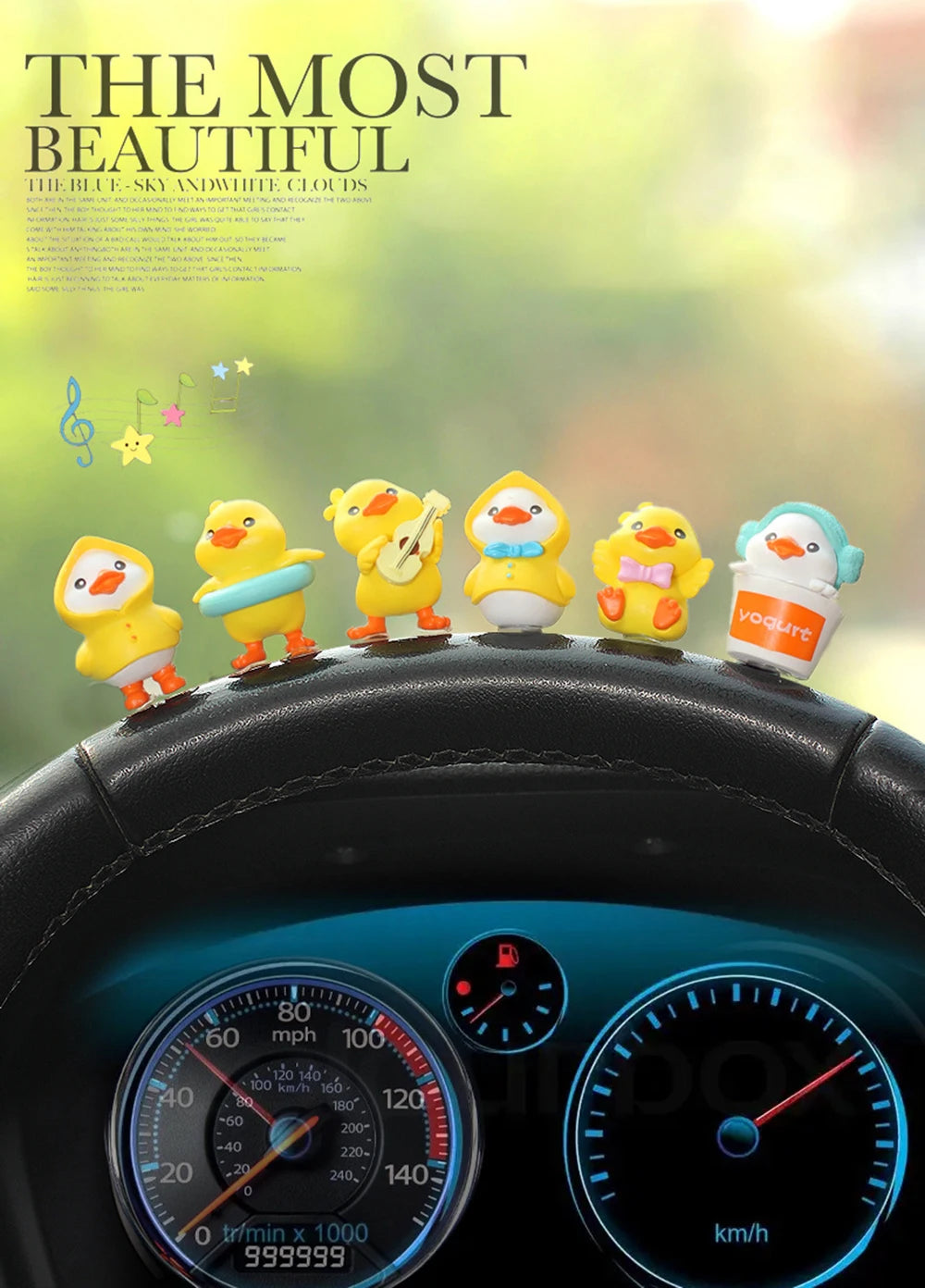 Anime Figure Swing Duck Model Decor Little Yellow Duck Auto Rearview Mirror Hanging Pendant Cute Car Ornaments Accessories Gifts