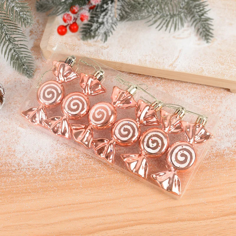 6pcs/box Christmas Candy Pendant Xmas Tree Hanging Ornaments Christmas Decorations For Home 2023 Navidad Noel New Year Kids Gift