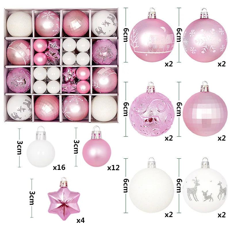 Christmas Ball Ornament Set Big Xmas Tree Hanging Pendant Snowflake Merry Christmas Decoration for Home 2025 New Year Party Gift