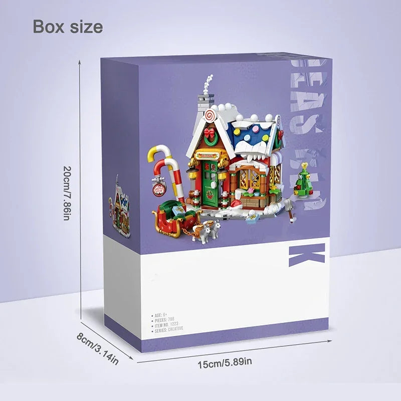 Mini Building Blocks Cute Christmas House Assembled Bricks for Adults and Children Cartoon Toys Gifts Home Furnishings