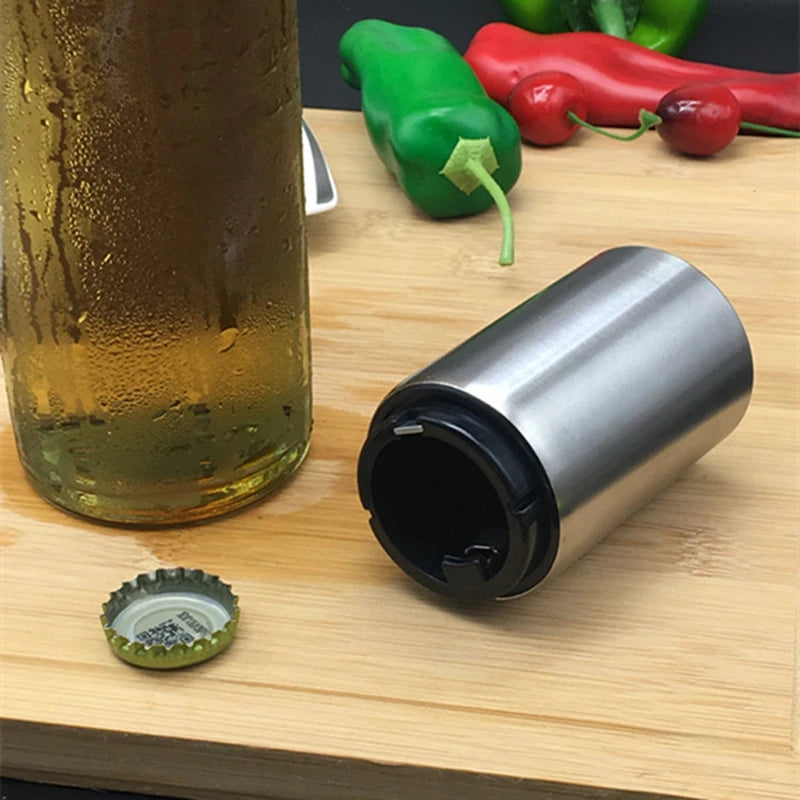 Stainless Steel Beer Bottle Opener Automatic Kitchen Accessories Beer Soda Supplies Kitchen Tool Cap Red Wine Bottle Opener Bar