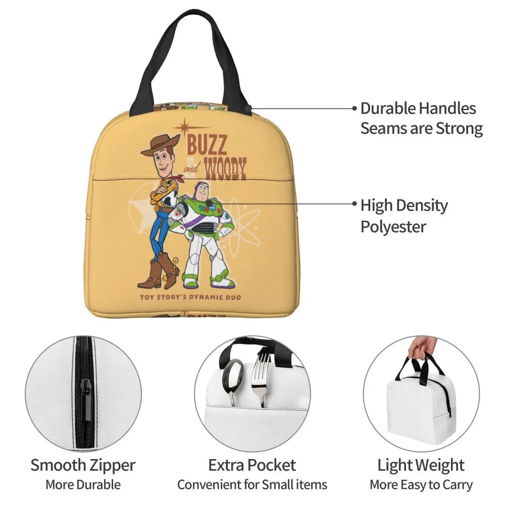 Custom Toy Story Buzz Ranger Suit Insulated Lunch Bag Reusable Thermal Cooler Bento Box For Women Food Container Tote Bags