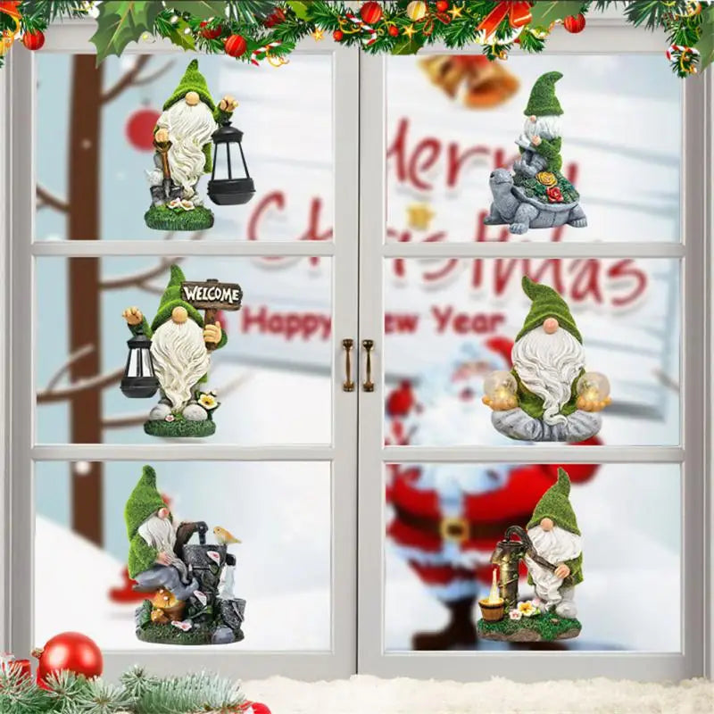 Christmas Sticker Garden Lilliputian Dwarf Wall Sticker Faceless Man Window Sticker Glass Decal Merry Christmas Decor For Home