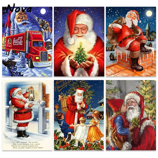 Christmas Canvas Poster Scenery Oil Painting and Prints Christmas Decoration Gift Wall Art Picture for Living Room Decor Cuadros