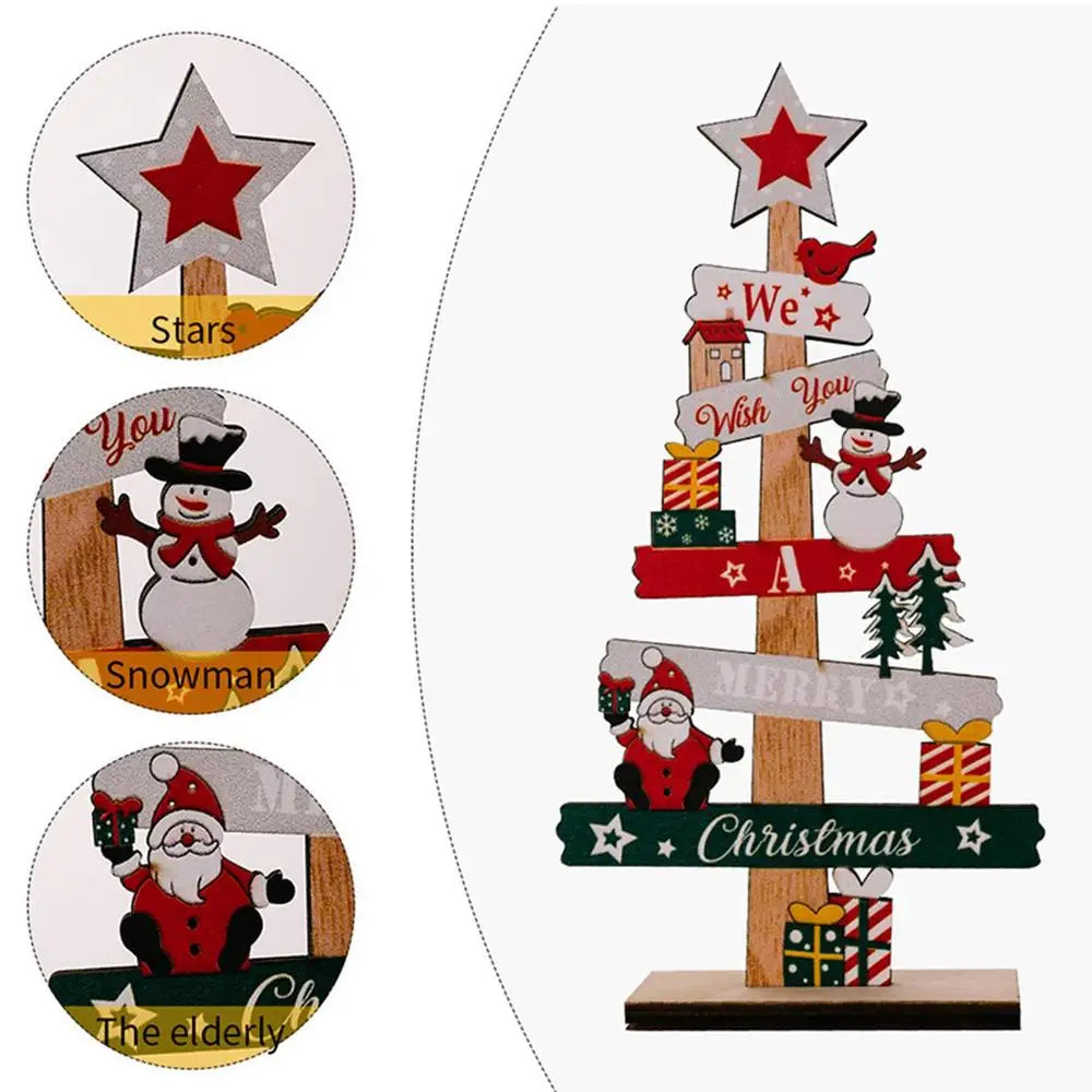 Desktop Christmas Tree Santa Claus DIY Decoration Wooden Christmas Signs Plaque Xmas Decoration 2025 New Years Party Gifts