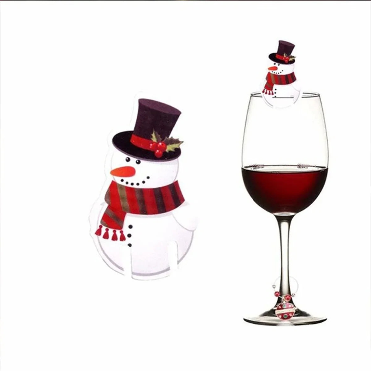 10pc/set Wine Cup Card Christmas Decor Santa Hat Glass Decor Xmas Tree Snowman Home Decoration Decor 2024 New Year Accessories