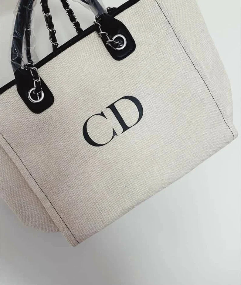 Personalised Chain Monogram Canvas Tote Bag Shoulder Bag Ladies Custom Handbag Birthday Hen Gift Bride Bridesmaids Gifts For Her