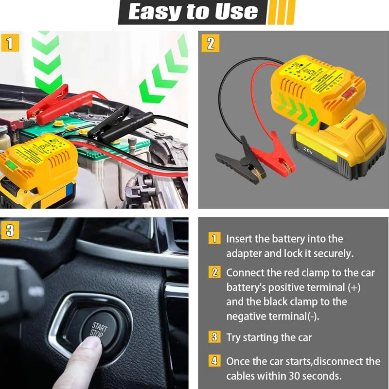 Jumper Cables Car Accessories For Makita/Dewalt/Milwaukee 18V 20V Li-ion Battery 11AWG Jump Starting Adapter Auto Booster Cable