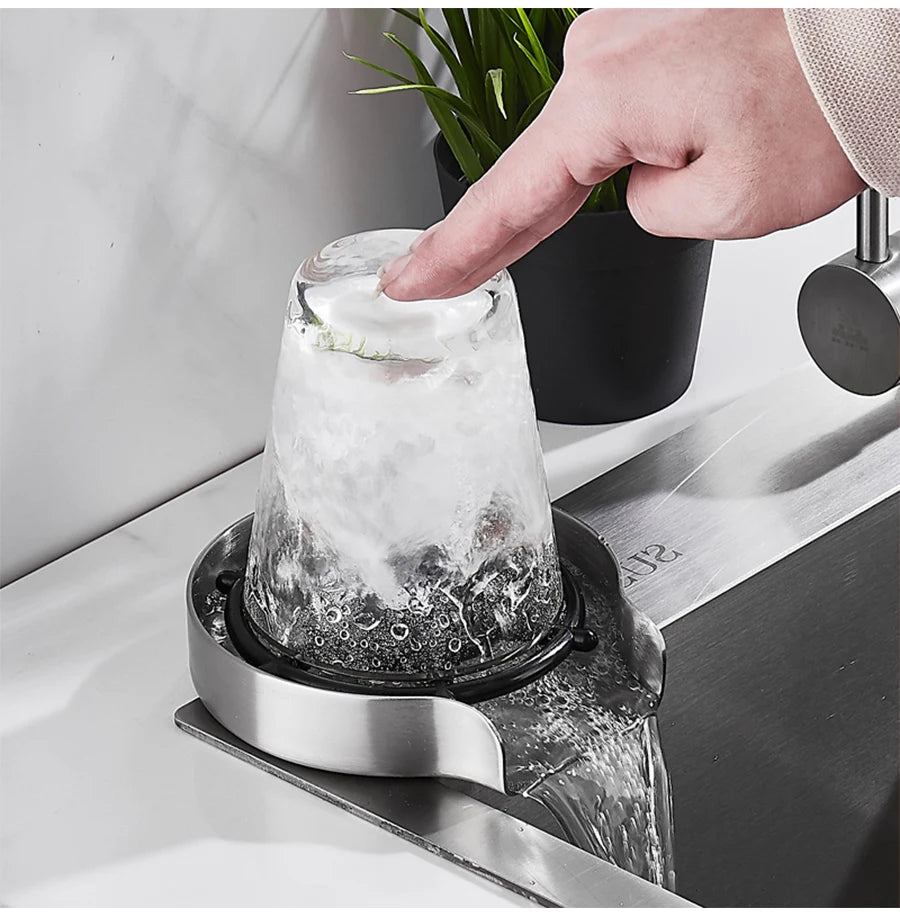 Stainless Steel High Pressure Automatic Cup Washer Bar Glass Rinser Bar Kitchen Beer Milk Tea Cup Cleaner Sink Accessories