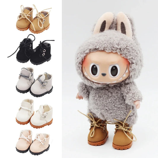 Labubu Shoes Boots (3.8*2.3cm)  for 17cm Labubu Macaron &Monchhichi &StellaLou  LinaBell &10cm EXO /Cotton Doll Finger Shoes