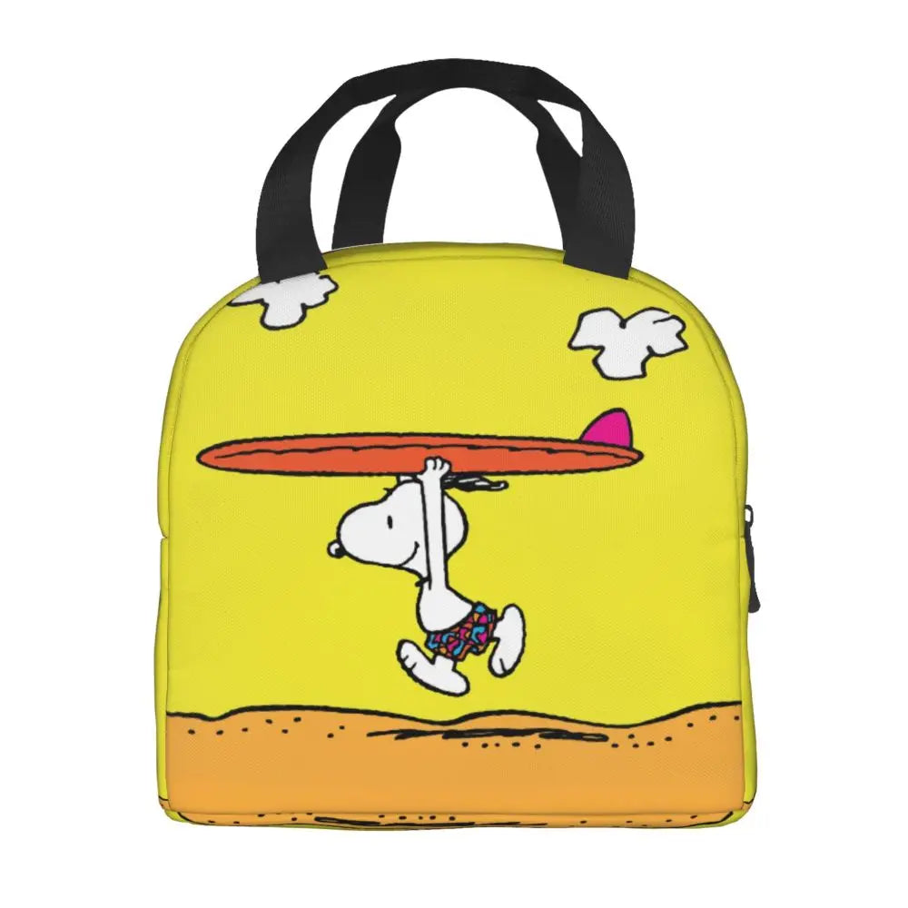 Custom Funny Cartoon Snoopy Lunch Box Waterproof Thermal Cooler Food Insulated Lunch Bag Kids For Kids Portable Picnic Tote Bags