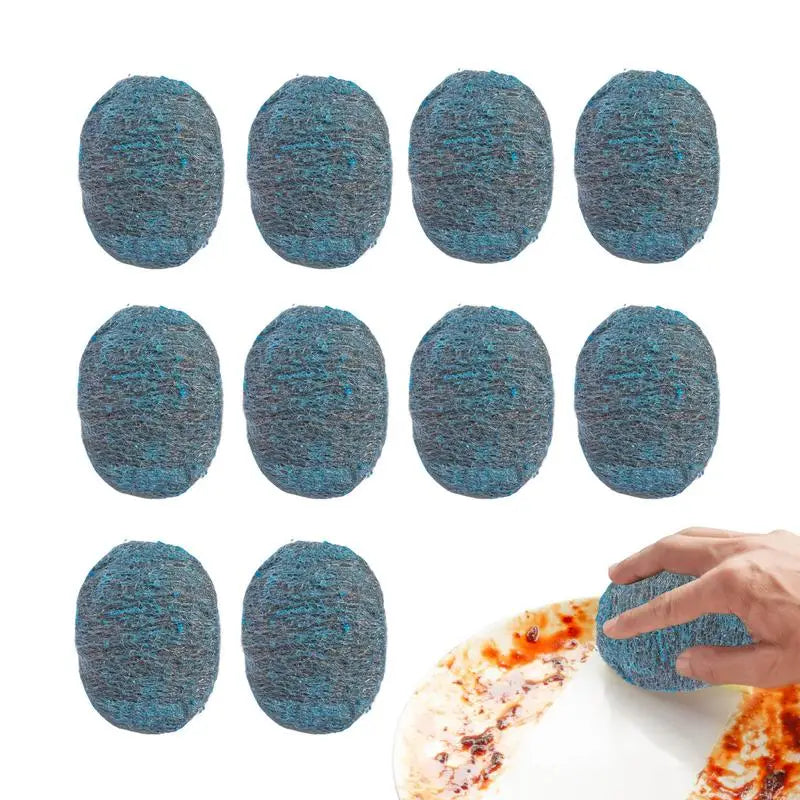 10 Pcs Wool soap mat Reusable Steel Scrubber Wool Scouring Pad for Kitchen Broiler Racks Pots Pans Tough Cleaning Scrubber