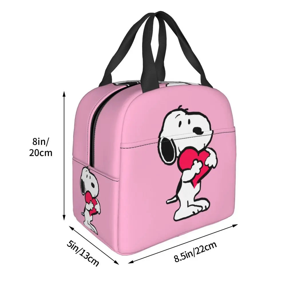 Custom Funny Cartoon Snoopy Lunch Box Waterproof Thermal Cooler Food Insulated Lunch Bag Kids For Kids Portable Picnic Tote Bags